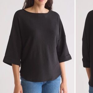 Max Studio Cuffed Sleeve Knit Sweater in Black, Sz XS NWT Minimalist